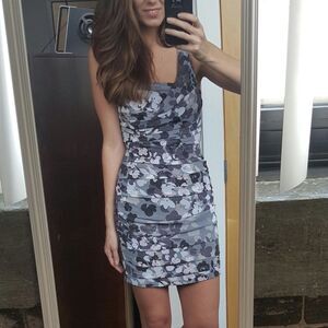 NWT Ruched Floral Mini Dress